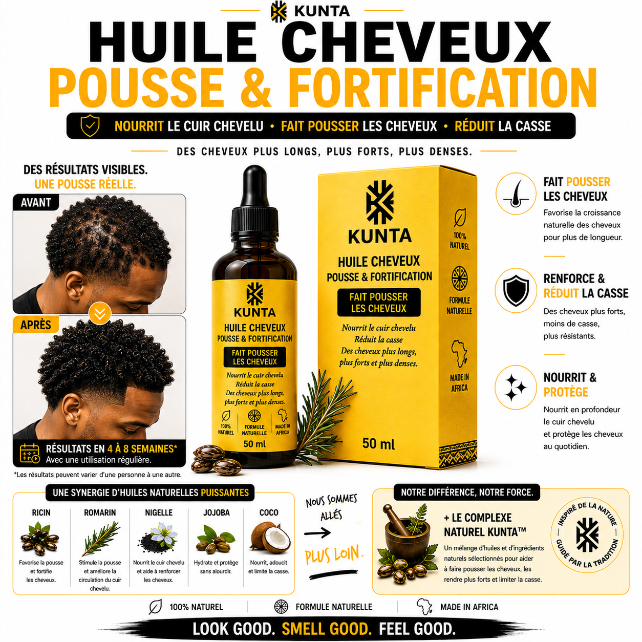 Kunta Hair™ - Huile de Croissance pour Cheveux (50 ml)